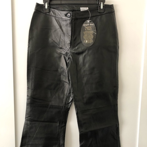 Newport News Black Vintage Straight Leg Leather Pants 8 - Picture 3 of 10